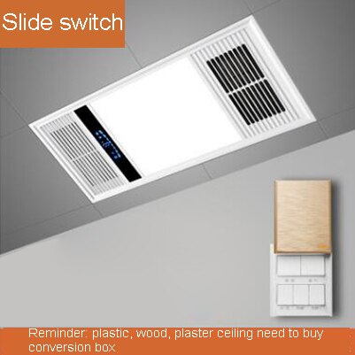 DMWD LED Bath Heater Ceiling Light Bathroom Ventilator Exhaust Fan &Cold Wind Rapid Heating Stove Radiator Warmer Extractor: slide swith White