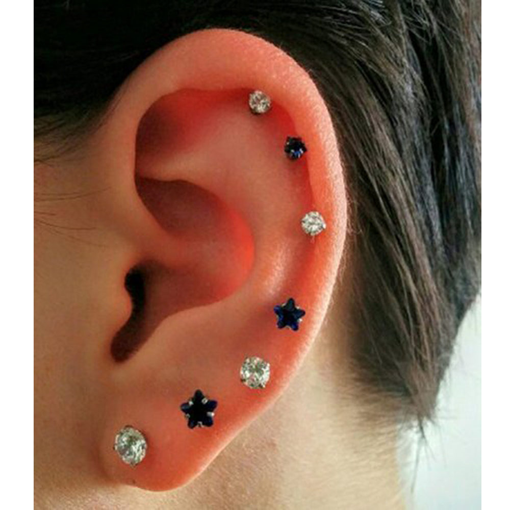 Pendientes de tuerca sin rosca para cartílago Tragus, Piercing de oreja, lóbulo, labio, Labret, 16G