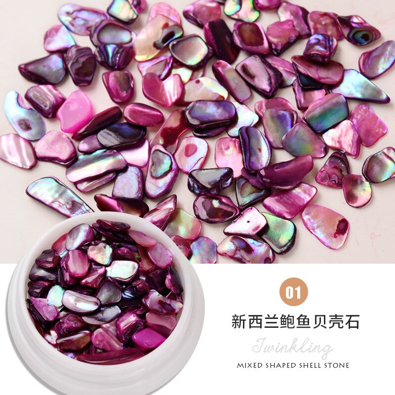 3d gwóźdź Sztuka uchowiec muszla kamień płatek kolor polerowany symfonia zorza polarna ozdoba robić paznokci akcesoria robić tipsów: 01