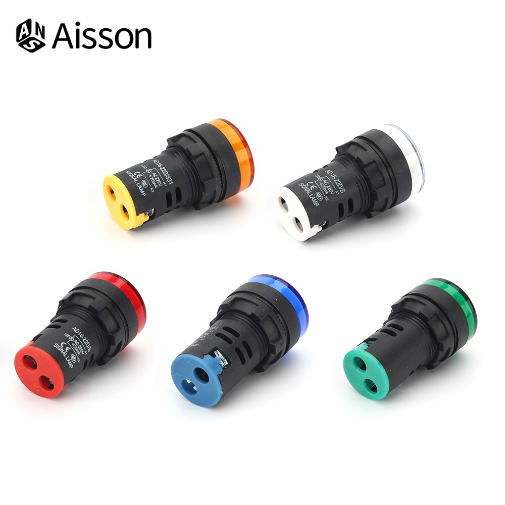 AD16-22DS Indicador LED Luz de alimentación 22 mm 12 V 24 V 220 V 380 V Luz de señal piloto Lámpara de montaje en panel Multicolor
