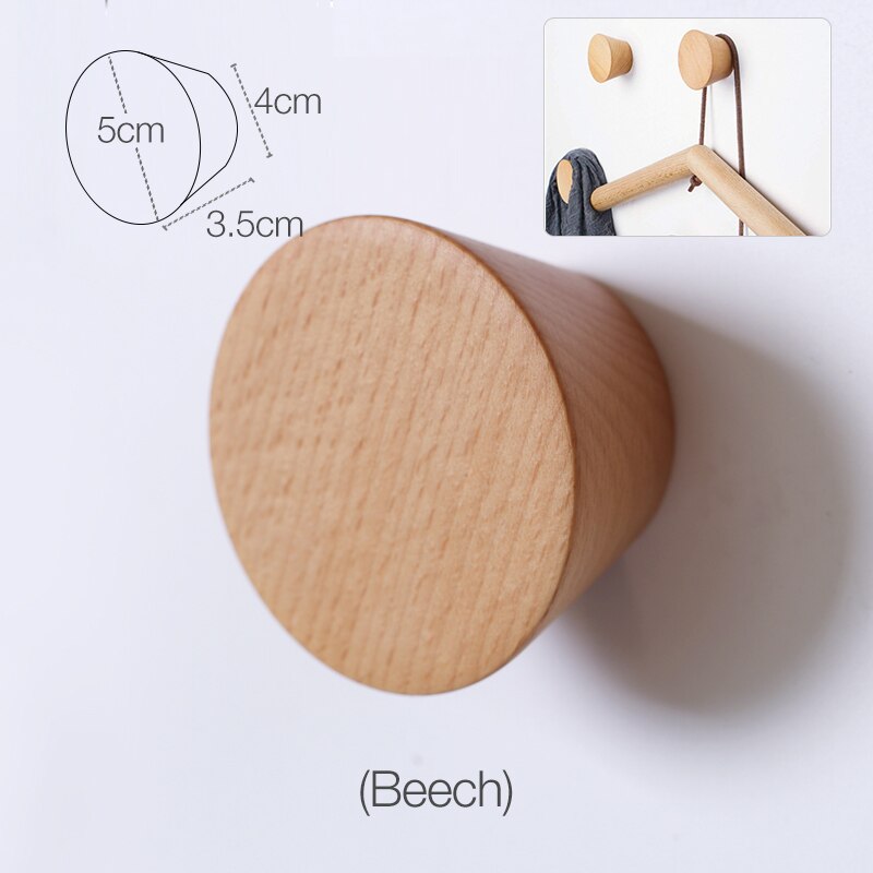 1 stk massivt træ håndklæde knage væg dekorative kroge håndklædeholder single organizer bøjler multifunktionelle kroge: H06