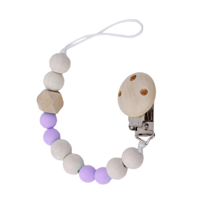 Baby Schnuller Clip Kette Holz Halfter Schnuller Clips Leine Gurt Nippel Halfter für Kleinkind Nippel Flasche Clip Kette: Violett