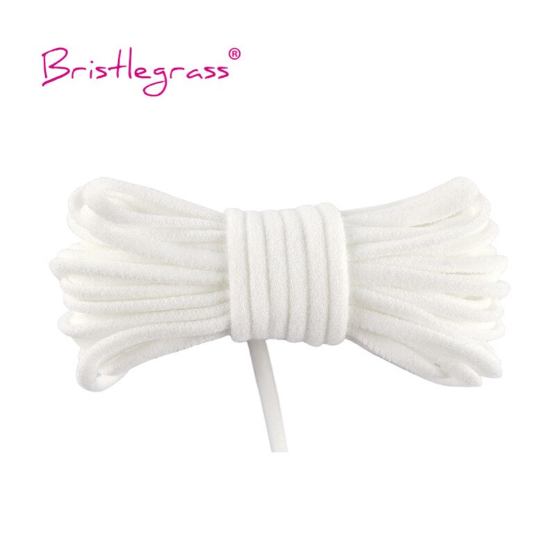 Bristlegrass 5 yard 1/8 " 3mm nylon dunne platte elastische koorden buis touwen spandex band touw tape gezichtsbedekking oorlus naairand: Gebroken wit