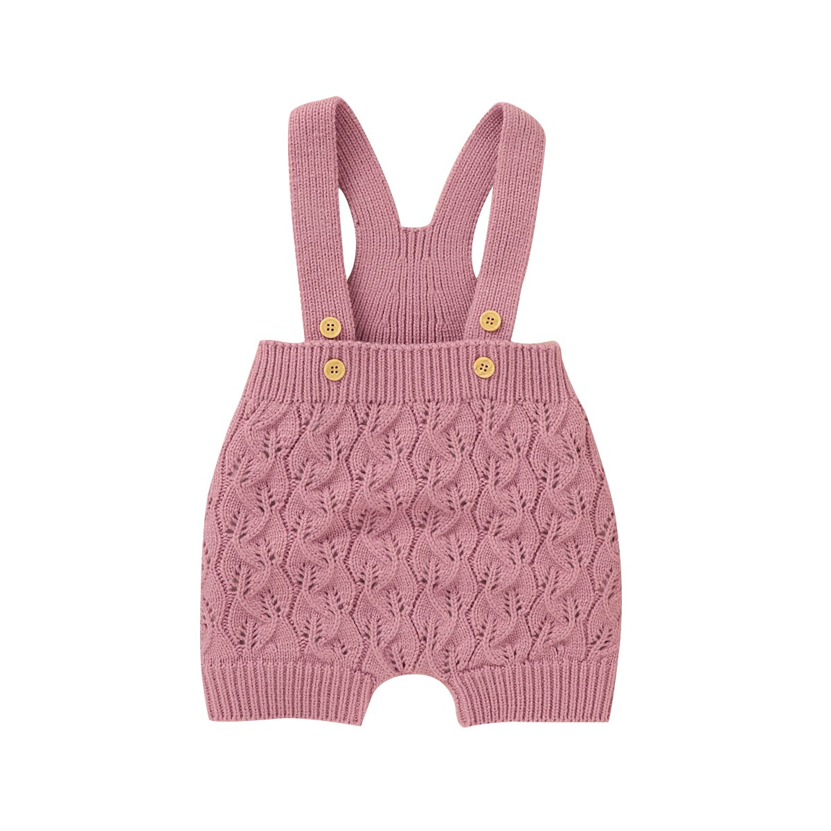 Focusnorm herfst winter baby meisjes jongens gebreide overalls rompers effen knoop warme jumpsuits 0-24m 4 kleuren: Roze / 18m