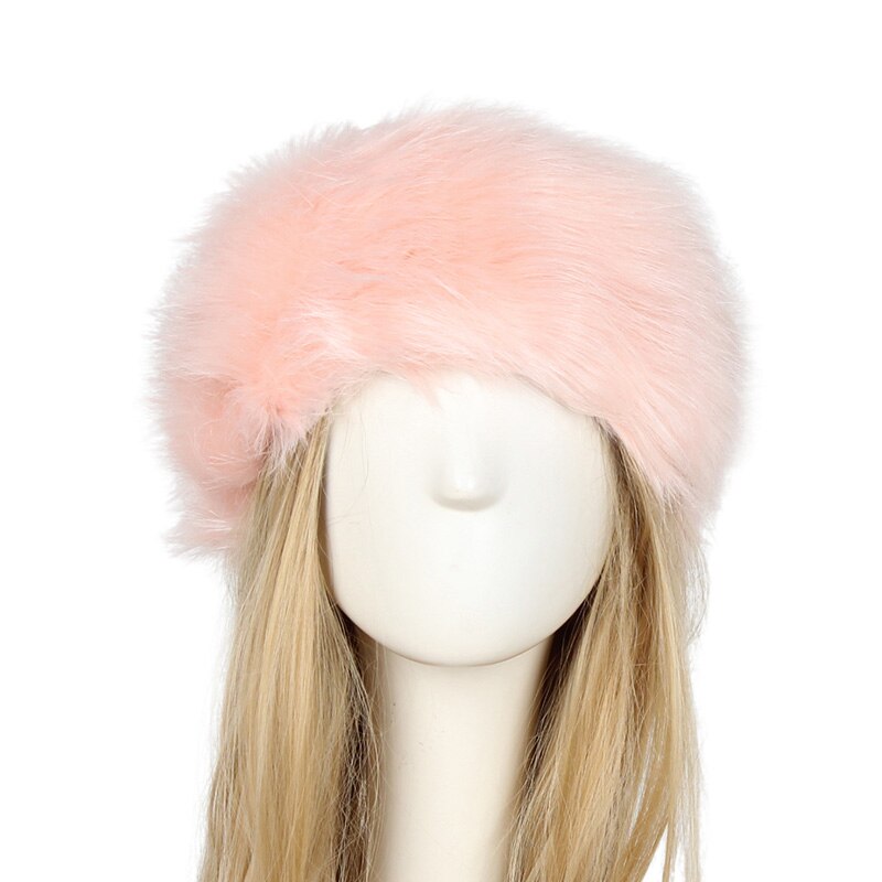 Winter Dikke Harige Haarband Fluffy Faux Fur Vrouwen Meisje Bont Hoofdband Hoed Winter Outdoor Earwarmer Ski Hoeden Sneeuw Cap