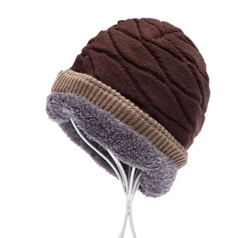 Beanies Knitted Hat Men's Winter Hats For Women Men Caps Gorros Warm Moto Fur Winter Beanie Fleece Knit Bonnet Hat