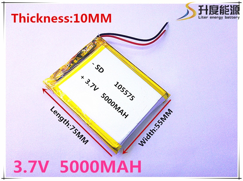 1 stks/partij 105575 3.7 V lithium polymeer batterij 5000 mah DIY mobiele noodstroom opladen schat batterij