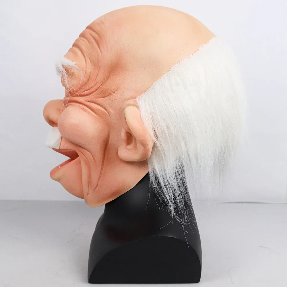 Old Man Mask Realistic Bald Man Masks Wrinkle Full Head Latex helmet Halloween Cosplay Costume Props