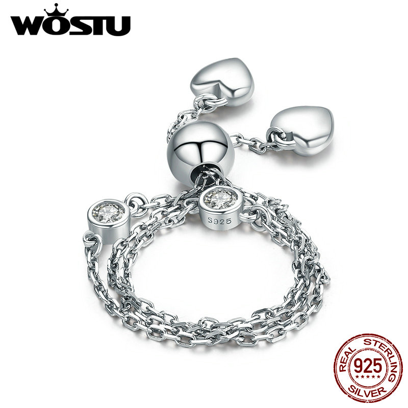 WOSTU 100% 925 Sterling Silver Two Pattern Chain Bracelet For Women Sterling-Silver-Jewelry DIY CQB032