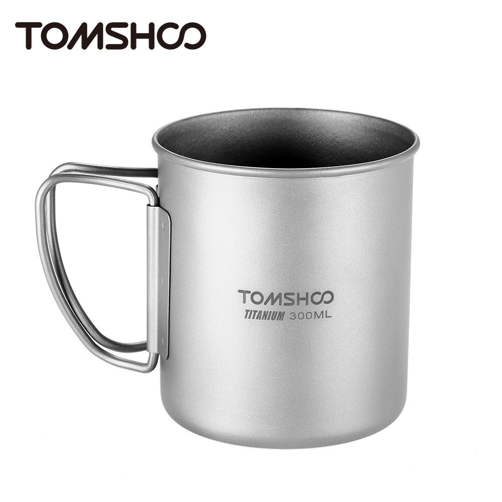 TOMSHOO di Titanio di Campeggio Tazza di Tazza di 300/400/420ml Tazza di Acqua Tazza di picnic Tavola di Calore-Resistente di Acqua tazza con il Sacchetto Esterno Pentolame e Utensili per cucinare: 300ml