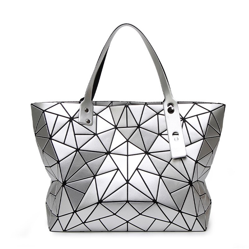 WSYUTUO Handtas Vrouwelijke Gevouwen Dames Geometrische Plaid Tas Mode Casual Tote Vrouwen Handtas Schoudertas: Silver2