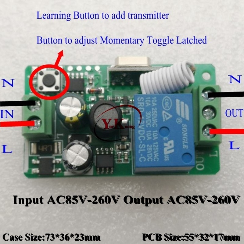 AC 110V 220V Wireless Switch Light Lamp Bulb LED RF Remote Control Receiver RF Remote Wall Panel button for Bedroom Ceiling Lamp