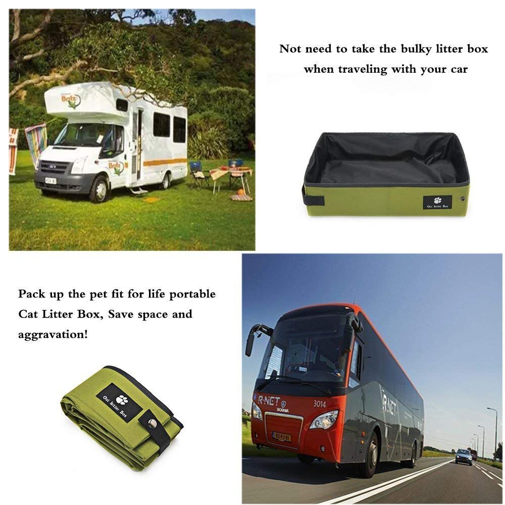 Foldable Cat Litter Box Pet Portable Collapsible Waterproof Sandbox Pan Litter Tray Toilet Travel Cleaning Supplies for Kittens