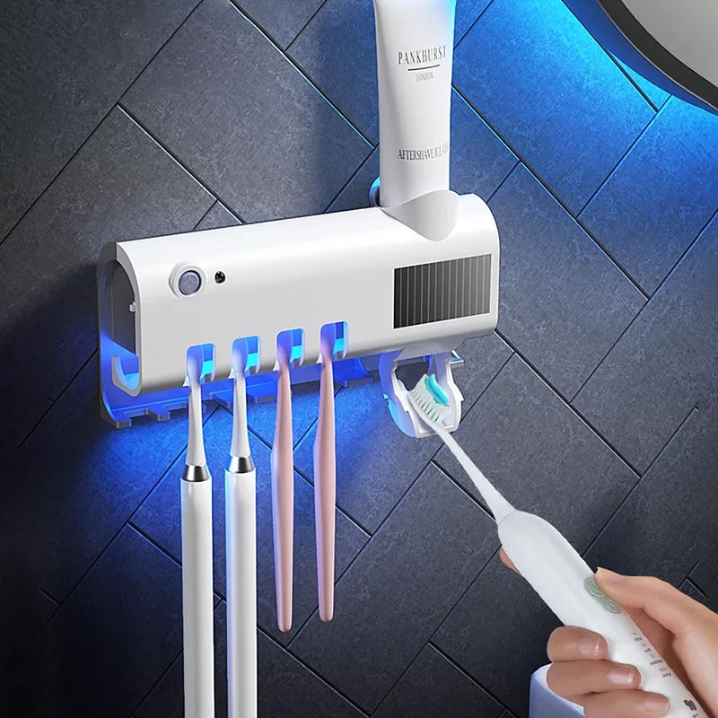 Elsa – porte-brosse à dents UV, distributeur de dentifrice, presse-dents, boîte de rangement multifonction pour brosse à dents, accessoires de salle de bains