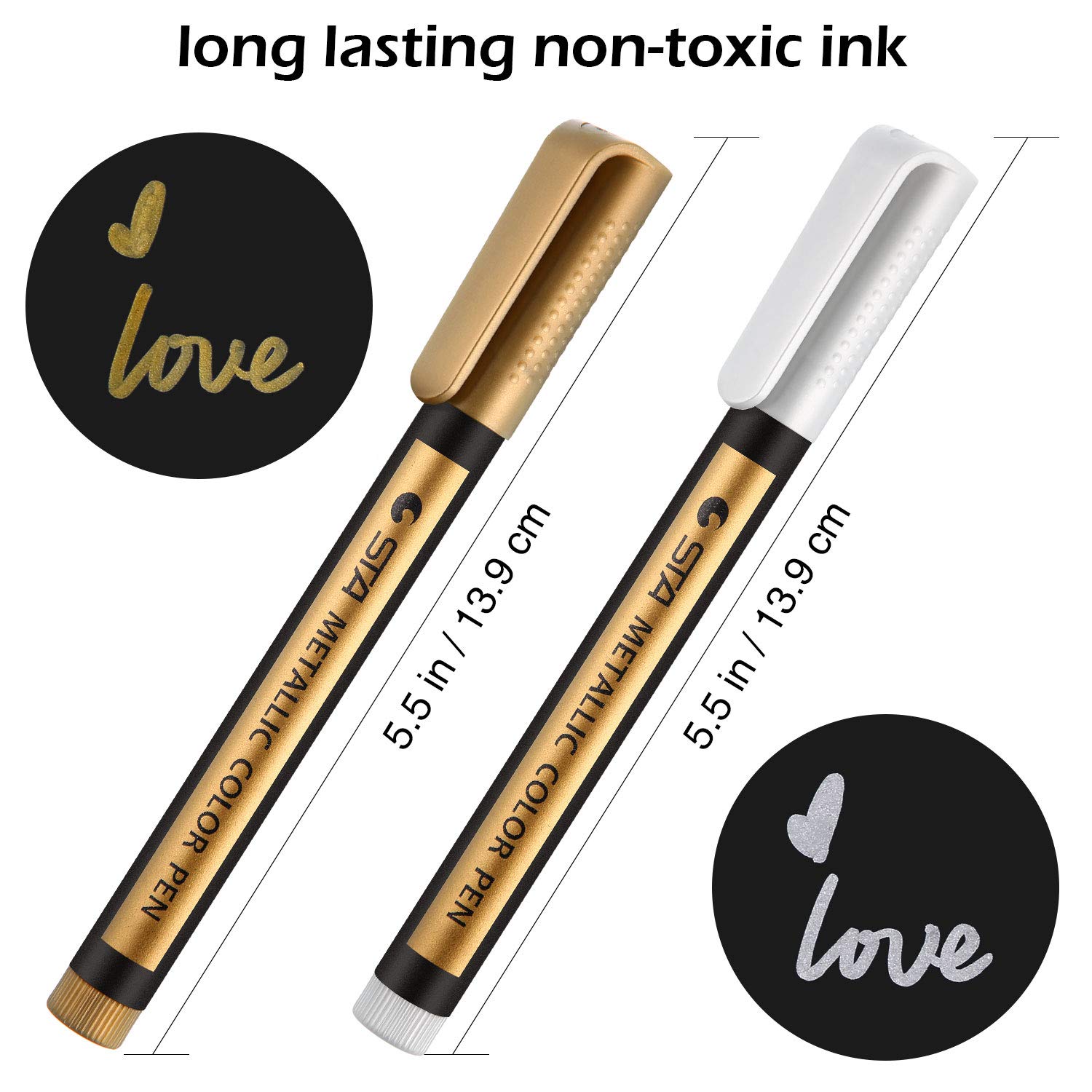 Metallic Marker Pens Gold and Silver Metallic Permanent Markers Suitable