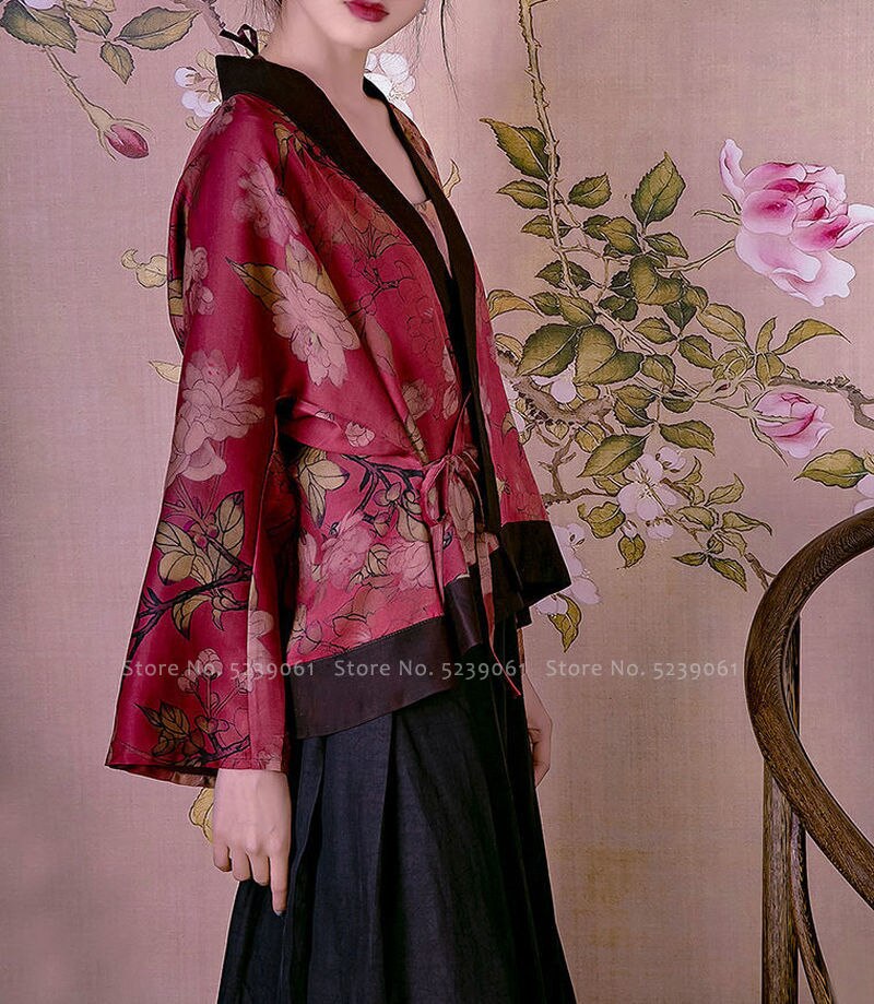 Cardigan de Style chinois rétro Hanfu imprimé, manteau traditionnel