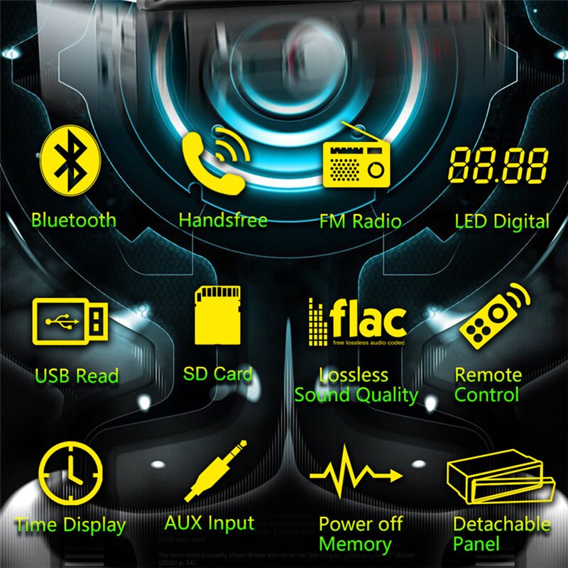 Handsfree bluetooth autoradio autoradio fm aux-ingang ontvanger sd usb aux 12v in-dash 1 din auto  mp3 multimediaspeler