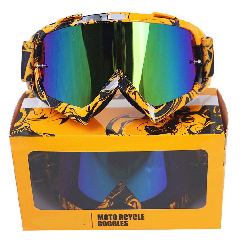 Professionele Motorcross Helm bril CE Goedgekeurd MTB Downhill Fiets bril 3 kleur beschikbaar motorhelm goggle: colorful