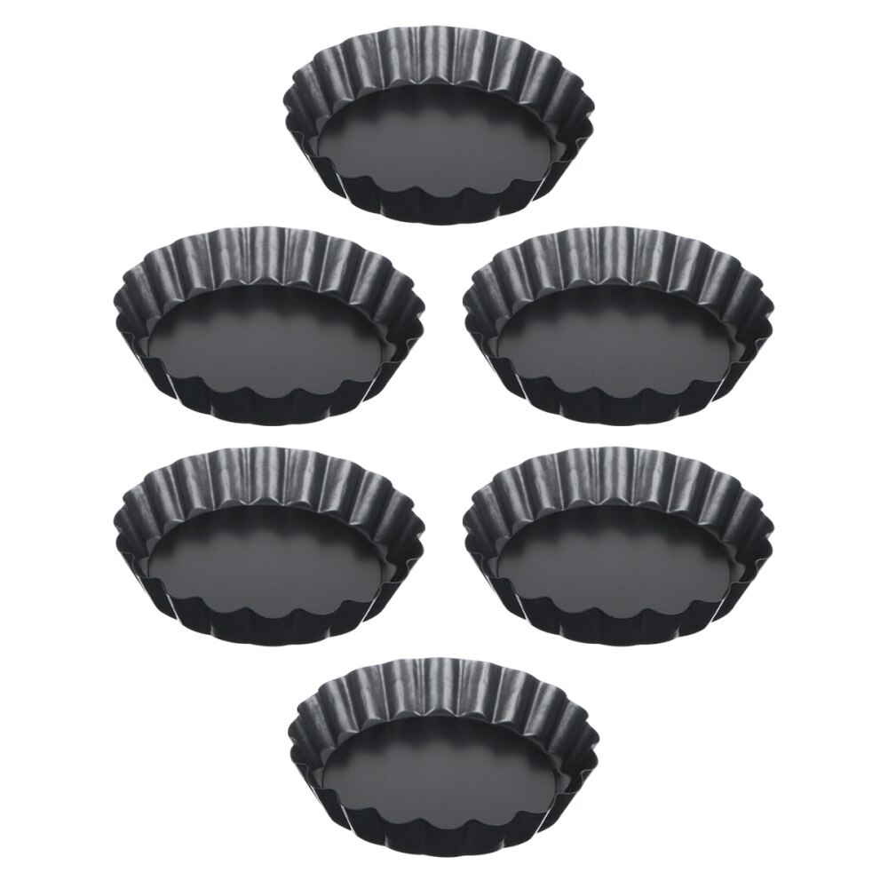 6 Stuks Ronde Chrysant Pie Pan Non-stick Bakken Taartvorm Pizza Lade Met Verwijderbare Bodem (10Cm 0.4Mm): Default Title