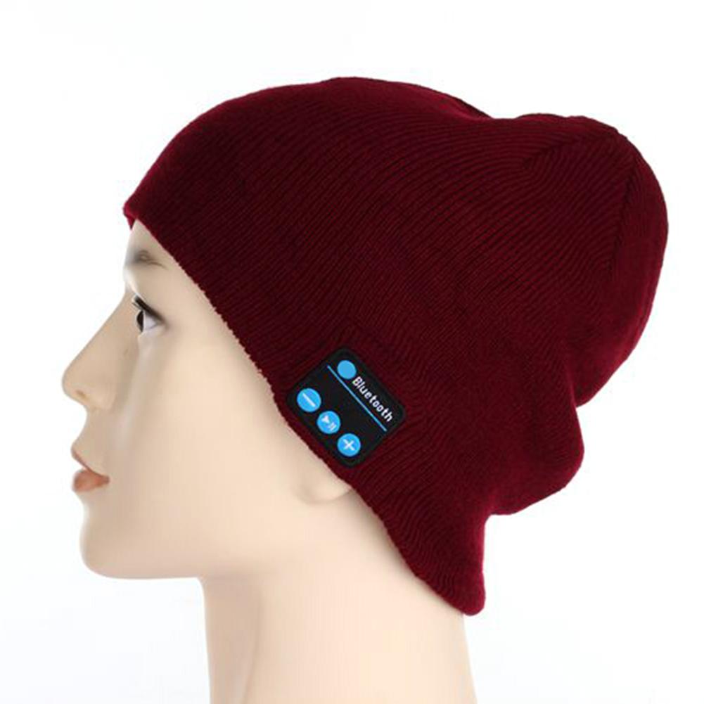 Gorro de lana con auriculares de música recargables por USB, gorro de invierno con Bluetooth