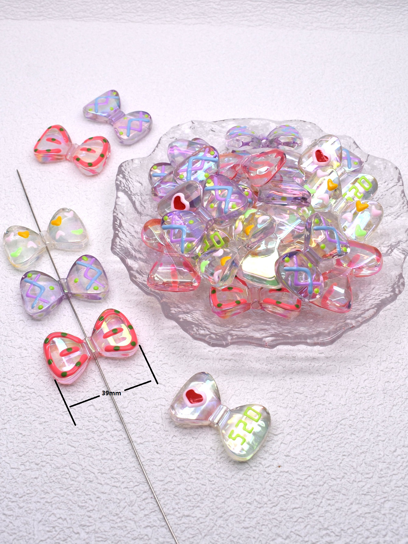 4/10pcs/bag Acrylic Beads Heart Star Flower Beads Color Painting Loose Spacer Beads for Jewelry Making DIY Phone Chain Bead Pen
