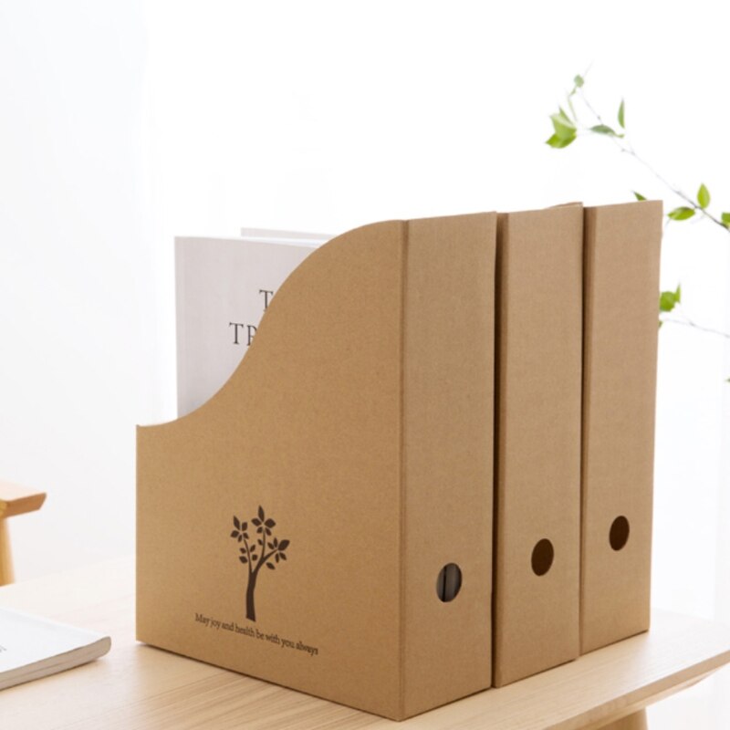 Office Desk File Magazine Holder Kraft Paper Leaves Print Books Document Storage Box Home Desktop Cabinet Organizer Rack