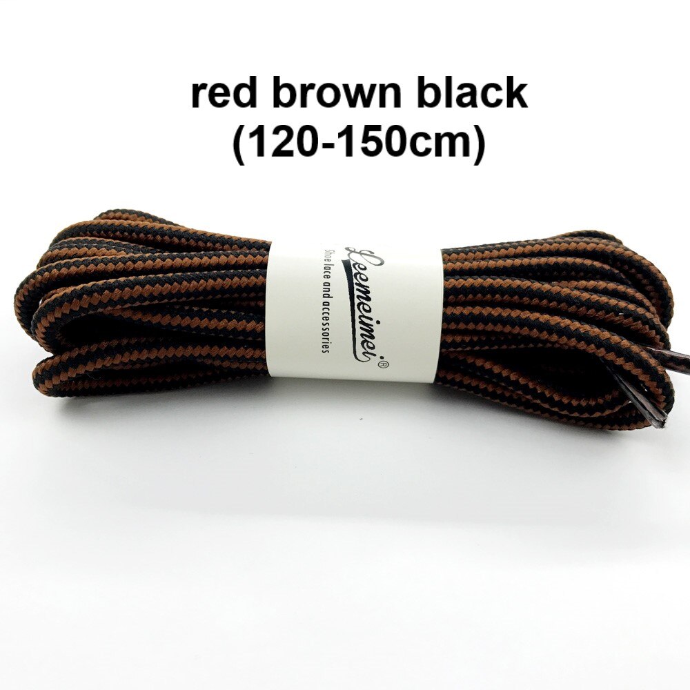 Doble farger sko lisser 120 150cm polyester sneaker sko lisser dobbel stripete flette runde skolisser til støvler: Rød brun svart / 120cm