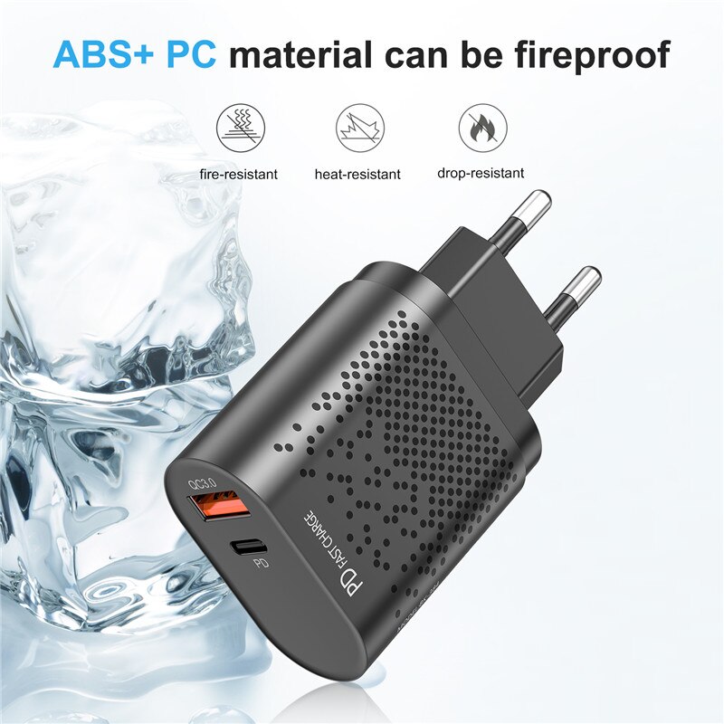 USLION EU/US Plug USB PD 20W Charger Fast Charge 3.0 Mobile Phone Charger For iPhone 11 7 XR Samsung Xiaomi Fast Wall Chargers