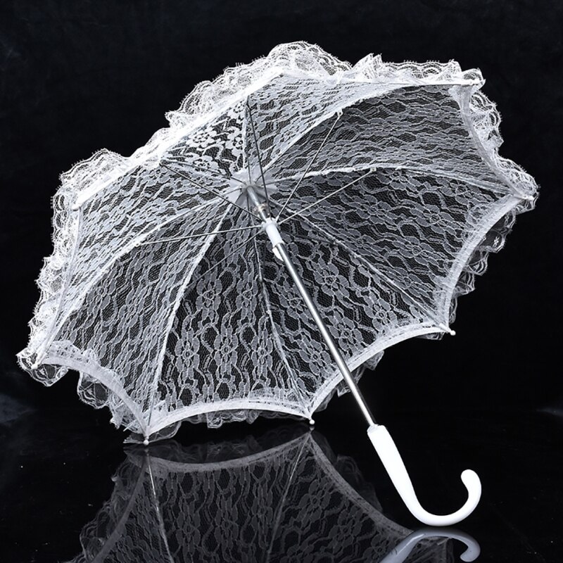 Sonnenschirm Baumwolle Stickerei Braut Regenschirm Weiß Elfenbein Spitze Sonnenschirm Regenschirm Hochzeit Regenschirm Dekorationen Foto Stütze