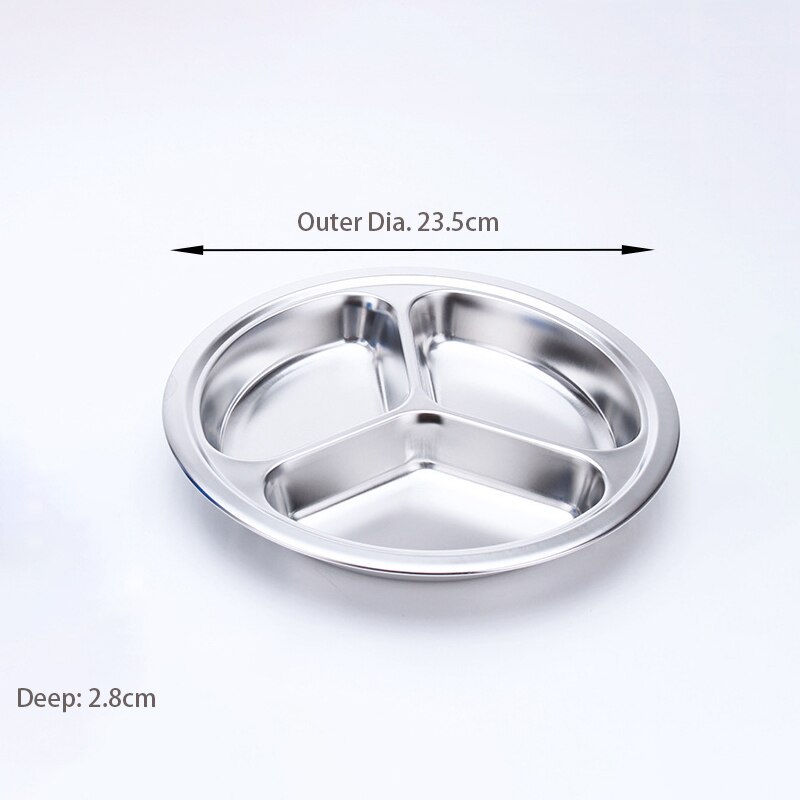 3 Sections Divided Round Dinner Plate Hotel Restaurant Buffet Tableware Child Student Cutlery Snack Foon Container For Kitchen: M