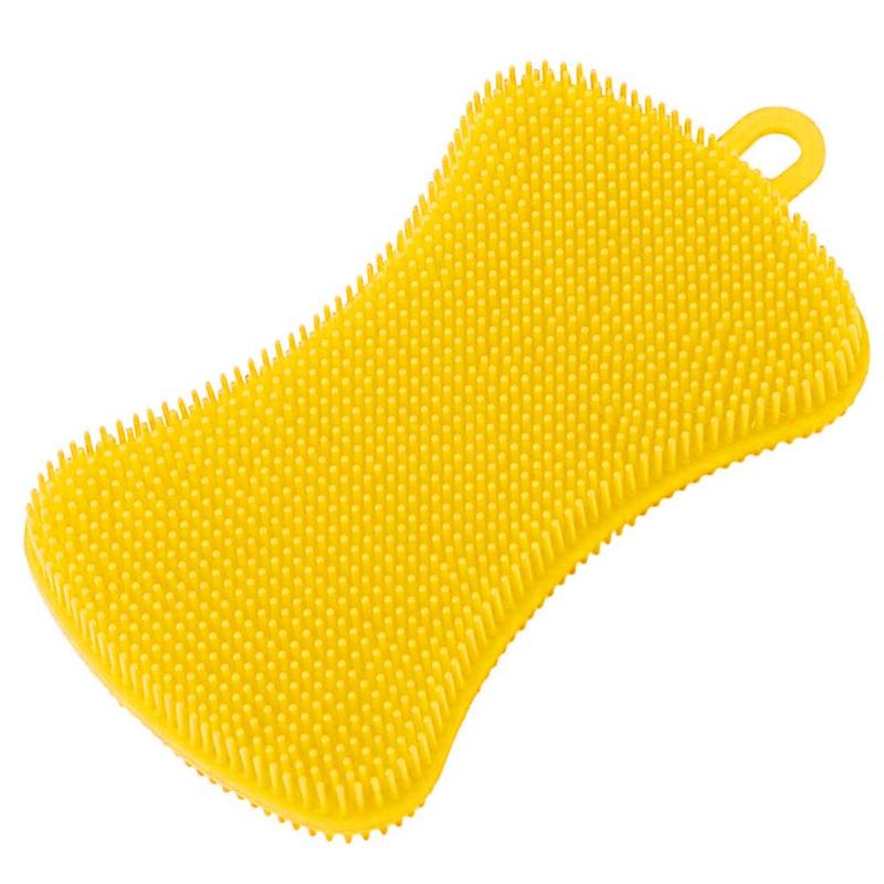 Accesorios de cocina cepillo para lavar los platos, Bol, olla, limpiador de esponjas de cocina, cepillos de limpieza, herramienta, estropajos: YELLOW