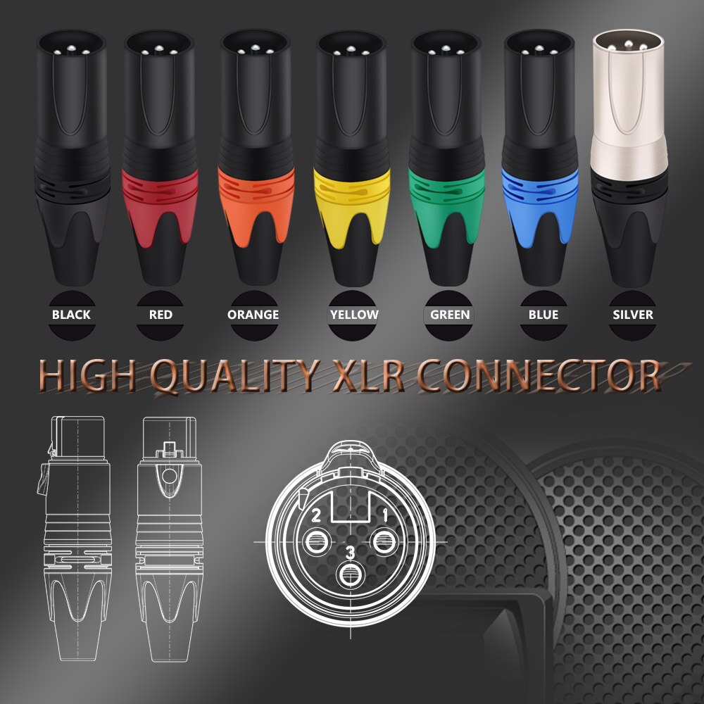 20pcs/10sets Colorful 3Pin XLR Female Jack Male Plug 3Pole XLR Socket Audio Microphone Cable Wire Connectors Power Adapter