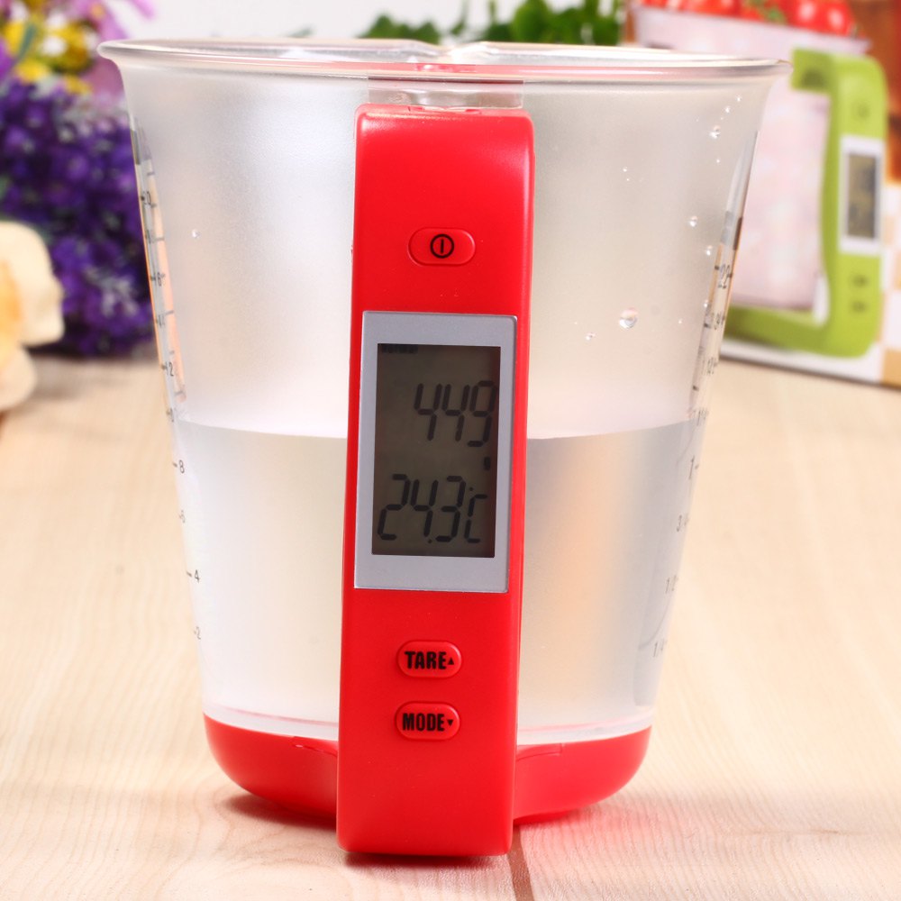 Hostweigh Maatbeker Keukenweegschaal Digitale Beker Weegschaal Elektronische Tool Schaal met Lcd-scherm Temperatuur Meting Cups