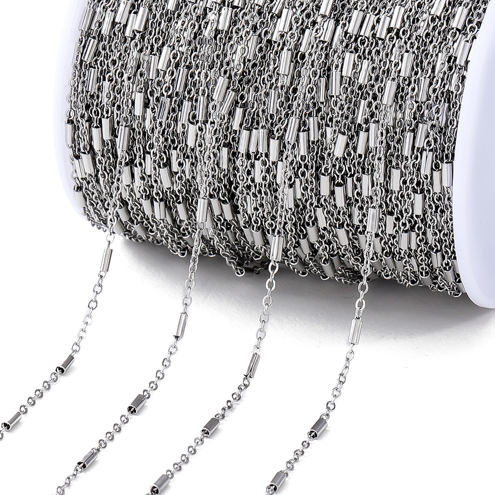 2 m/rollo de cadena de Cable cruzado de acero inoxidable de , cadenas de eslabones Rolo para hacer joyería DIY, collar, pulsera, accesorios: Negro