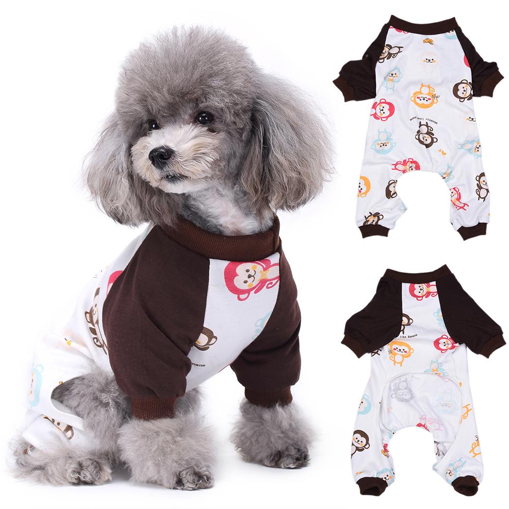 Mooie Kleurrijke Aap Print Hond Jumpsuit Puppy Nachtkleding Pyjama Huisdier Kleding
