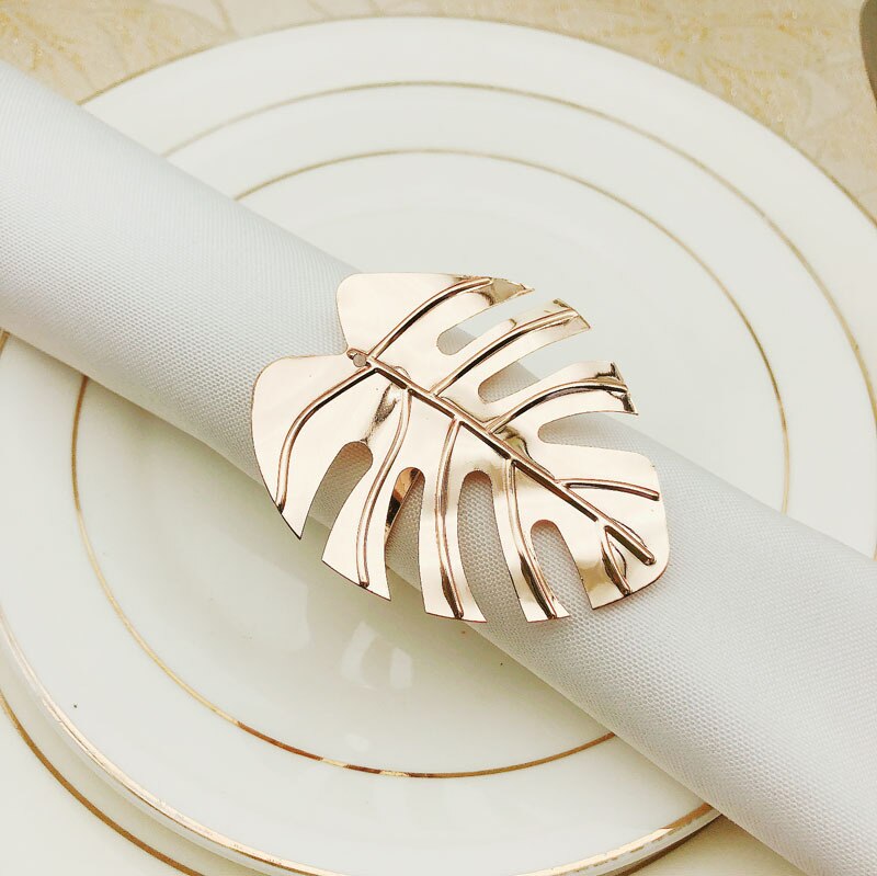 12 unids/set de servilleteros de hojas, juego de servilletas, servilleta de mesa, hebilla para boda, , celebración, Decoración de mesa de cena
