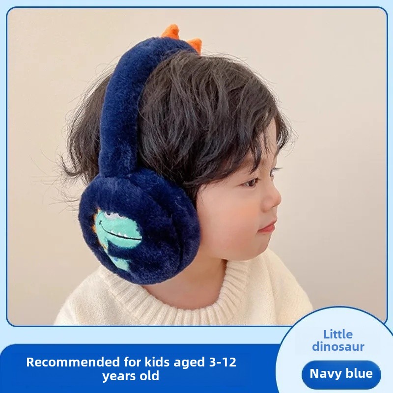 Kids Warm Ear Muffs Korean Style Ear Warming Anti-Cold Cute Baby Winter Ear Cover Small Dinosaur Ear Bag Ear Cover: black