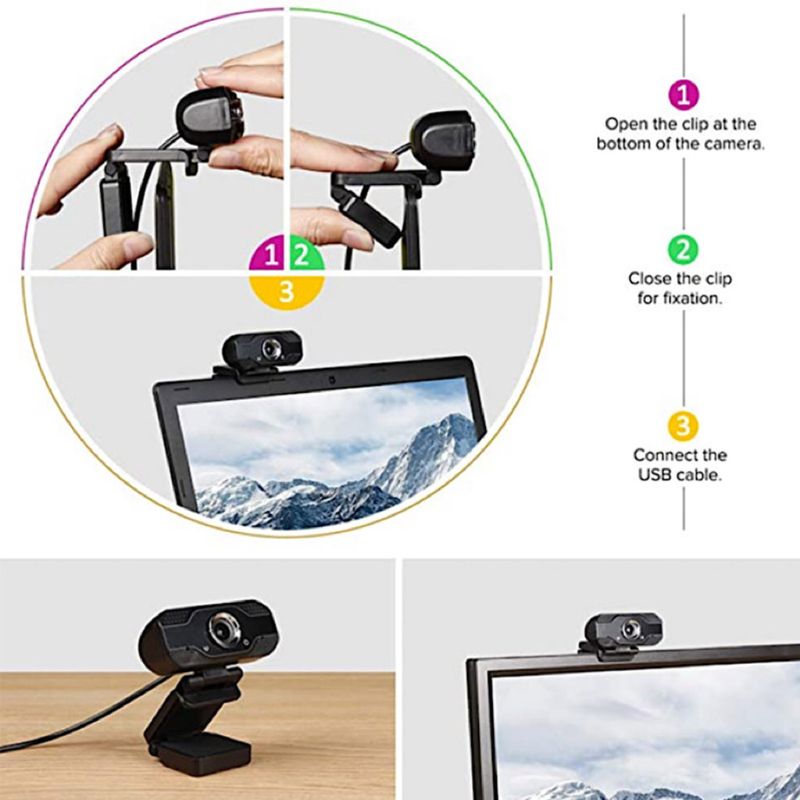 Mini USB 1080P Rotatable Clip Computer Camera with Microphone Laptop Webcam Video Zoom Home Photography Camera Lens Accessories