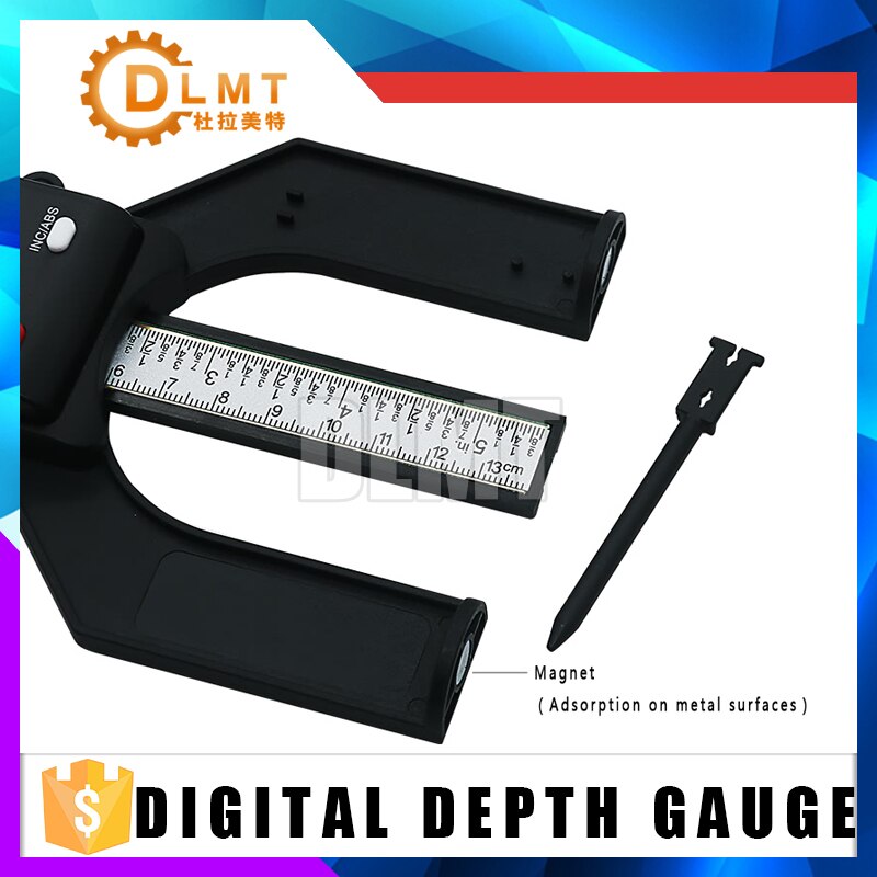 1PCS Digital Depth Gauge Digital LCD Magnetic Self Standing Aperture 80mm Hand Routers Tread Depth Gauge