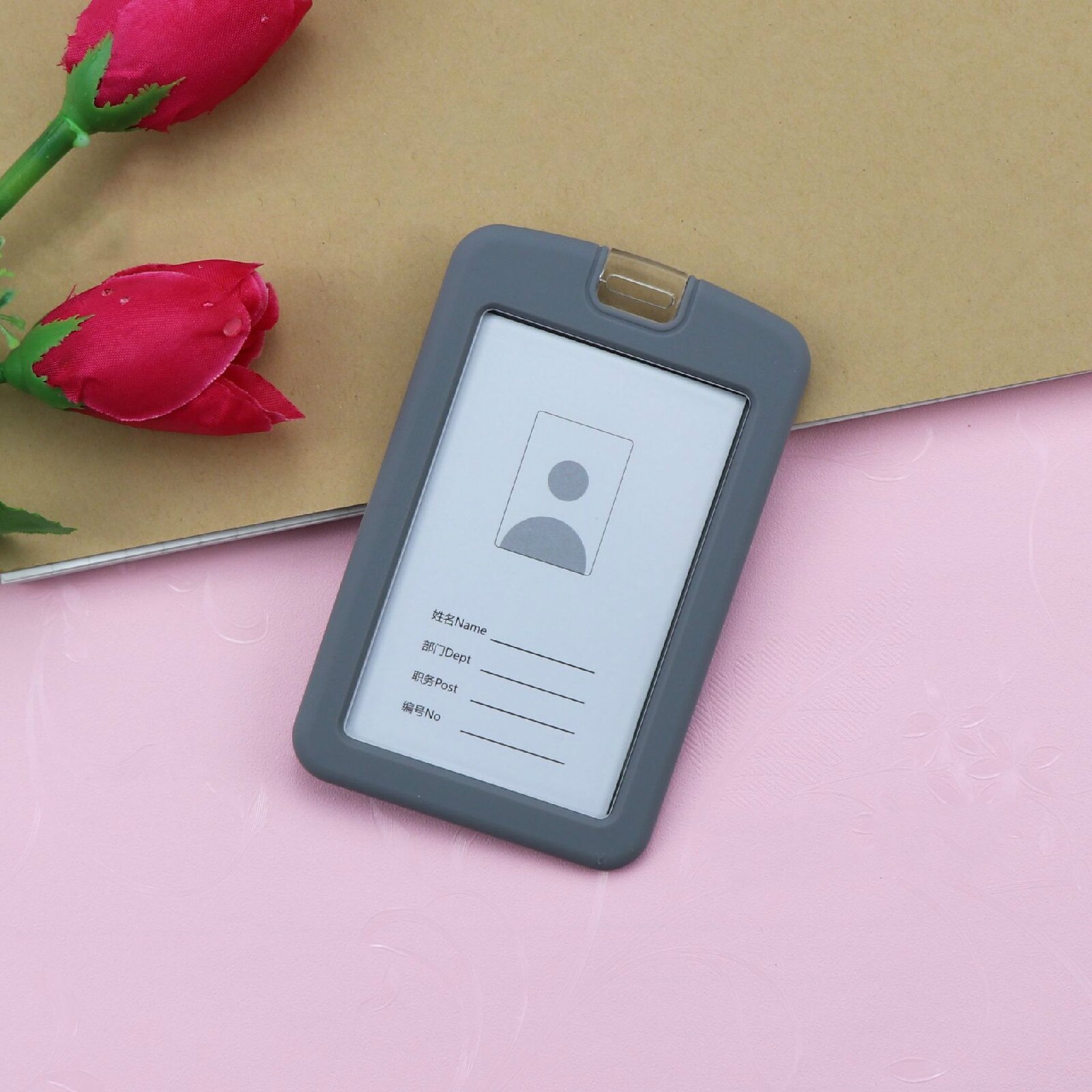 3/5pcs Credential Door Holders Credentials Holder Students Bus Card Case Lanyard Identity Badge Cards Cover Silicone Card Holder: Grey / 3Pcs