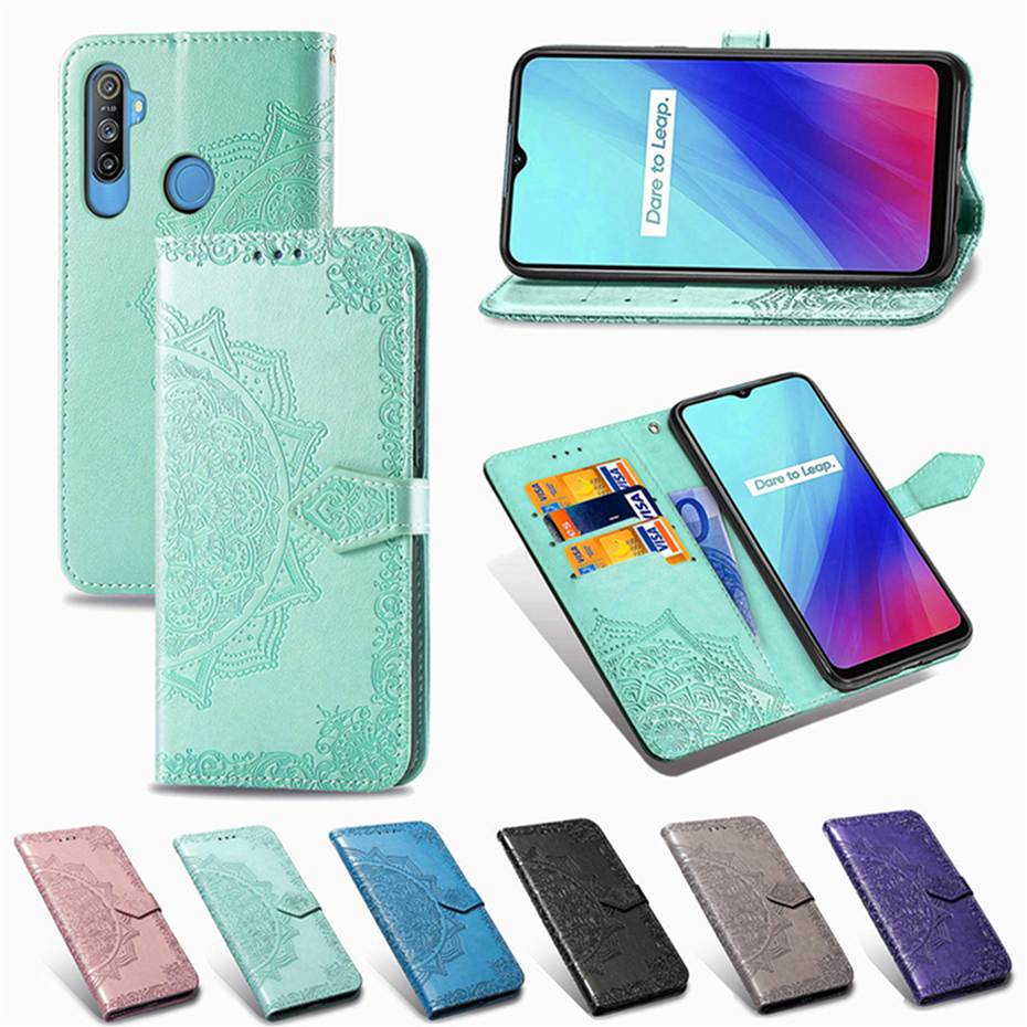 Funda de cuero de imitación para OPPO Realme C3, funda con estampado 3D de Mandala para OPPO Realme C3