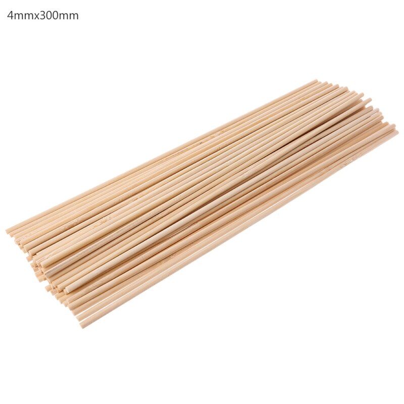 50Pcs Wooden Plants Grow Support Bamboo Sticks Garden Flower Support Stick Cane DIY Building Model Materials: 4mm