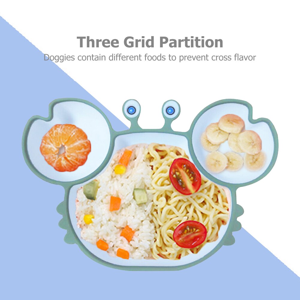 Baby Kommen Borden Babyvoeding Siliconen Zuig Feeding Servies Antislip Baby Gerechten Krab Voedsel Voeden Kom Voor kids: Green