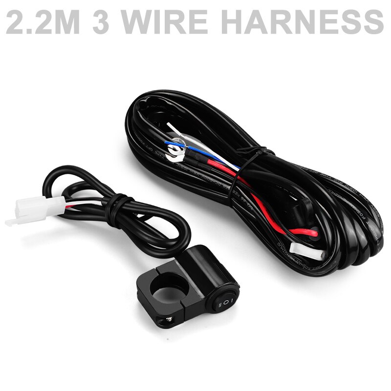 Motorcycle LED Spotlight Wire 2M 12V 40A Wiring Harness Relay Loom Cable Kit Fuse for Motorbike Driving Offroad Led Fog Lamp: 2.2M Plastic Switch