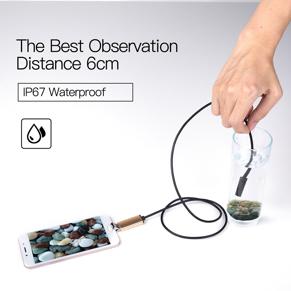 Micro USB Endoscope USB Inspection Camera 0.3MP 5.5MM Dia 6LED& Accessaries Waterproof Inspection Borescope Camera (1M/2M/5M/10)