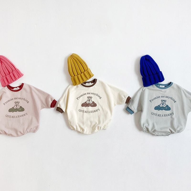 5355 Koreaanse Kinderen Romper Herfst Jongens En Meisjes Baby Zachte Cartoon Crew Hals Een Stuk Creeper