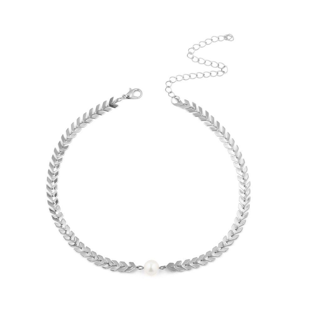 SexeMara Multi Pfeil choker Halskette Frauen Halsketten Hals Fishbone Flugzeug Halskette Flache Kette Chocker Auf Hals Schmuck: Silver