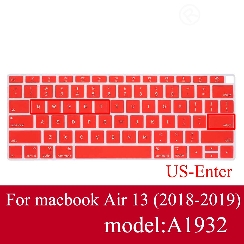 Nowy 13 Air A1932 klawiatura do laptopa folia ochronna wodoodporna do Macbook air 13.3 cala obudowy pokrywa klawiatury laptopa edycja amerykańska: Czerwony