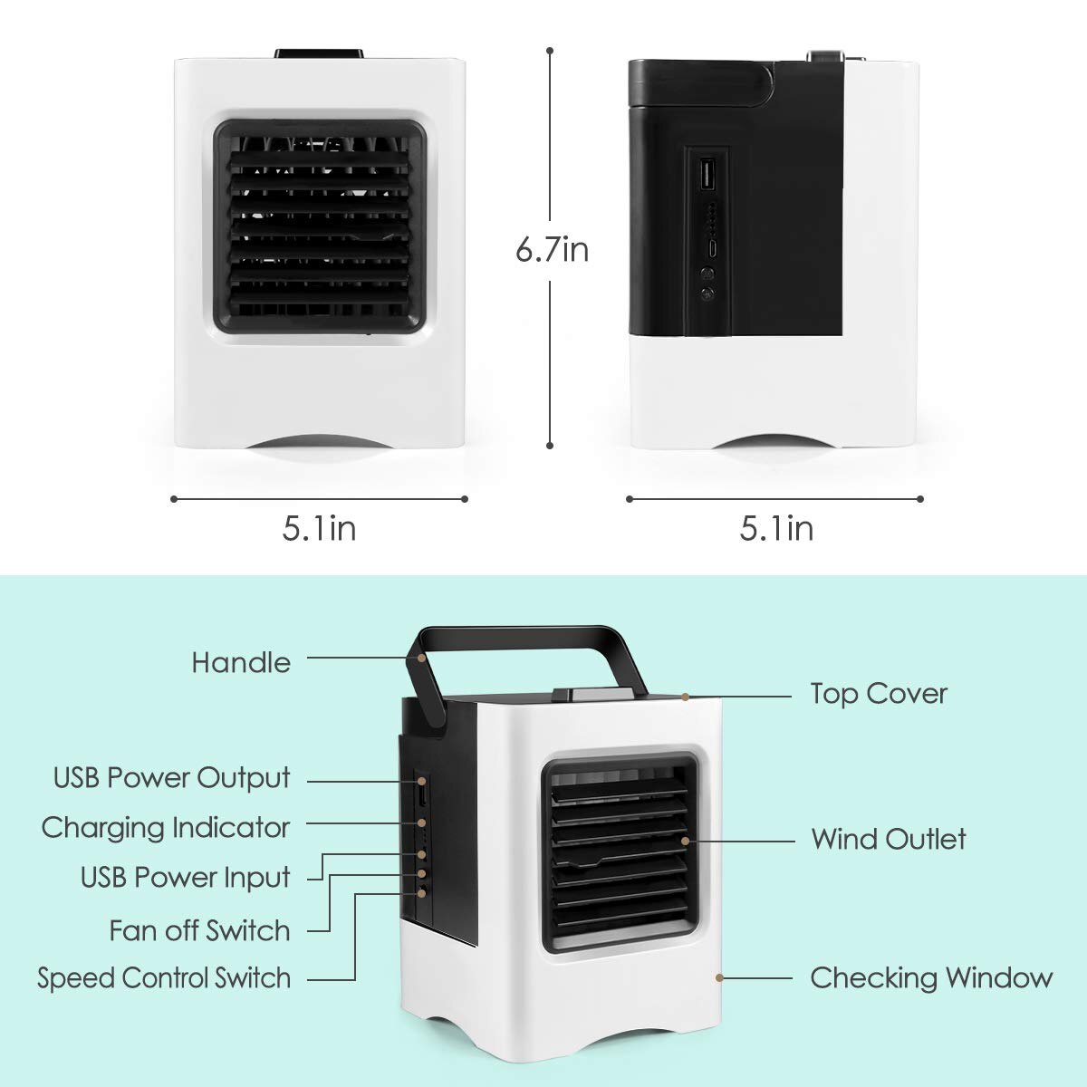 Mini luftkonditionering bärbar luftkylare fläkt 4 in 1 personlig usb luftkylare mini luftrenare luftfuktare för hemmakontor kylrum