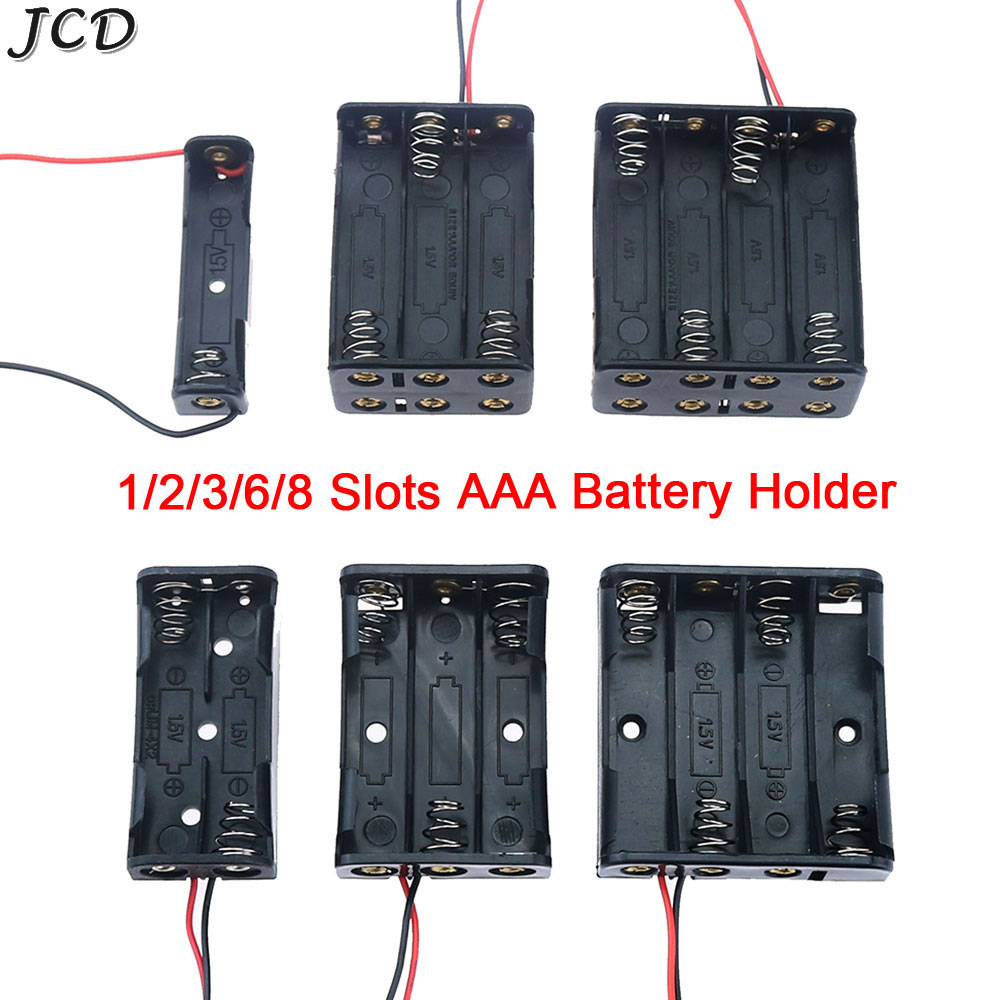 Jcd aaa plast svart fjäderbatteriförvaringslåda aaa 3a batterihållare aaa dubbelsidig behållare med trådkablar